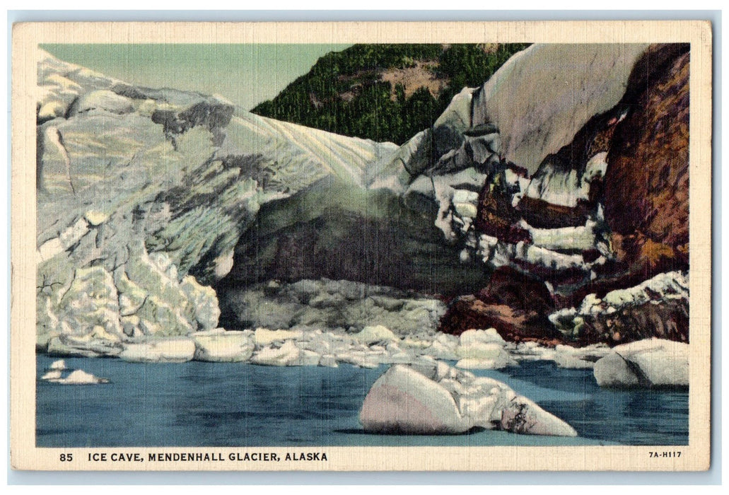 1937 Ice Cave Mendenhall River Lake Mountain Glacier Alaska AK Vintage Postcard