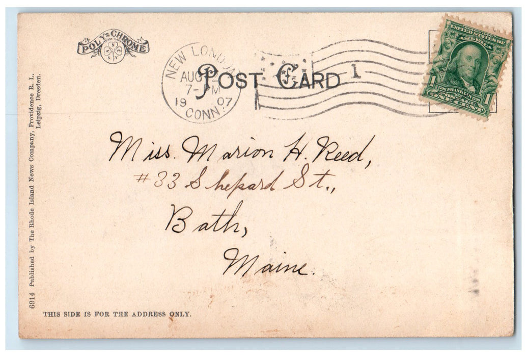1907 Parade Looking Up State Street New London Connecticut CT Posted Postcard