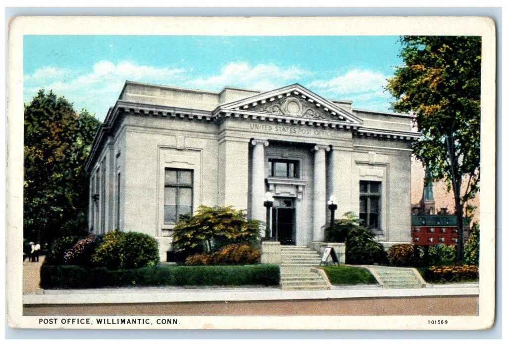 c1940's Post Office Exterior Scene Willimantic Connecticut CT Unposted Postcard