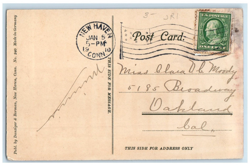 1910 The Colony Yale University New Haven Connecticut CT Posted Trees Postcard