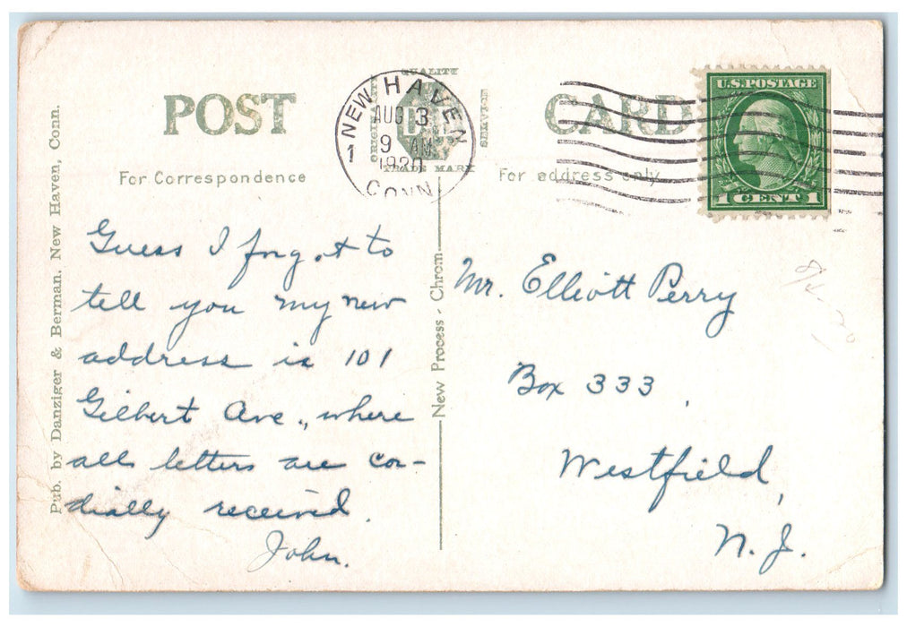 c1940's New Public Exterior Roadside Library New Haven Connecticut CT Postcard