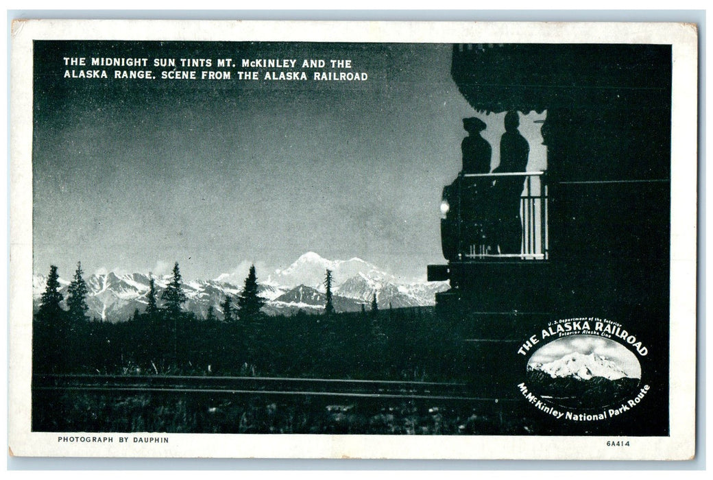 c1920's Midnight Sun Tints Mt. McKinley & Alaska Range Alaska Railroad Postcard