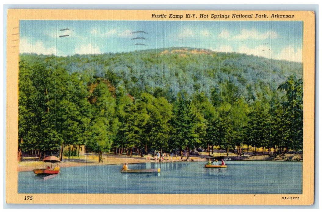 c1940's Rustic Camp Ki-Y Boating Hot Springs National Park Arkansas AR Postcard