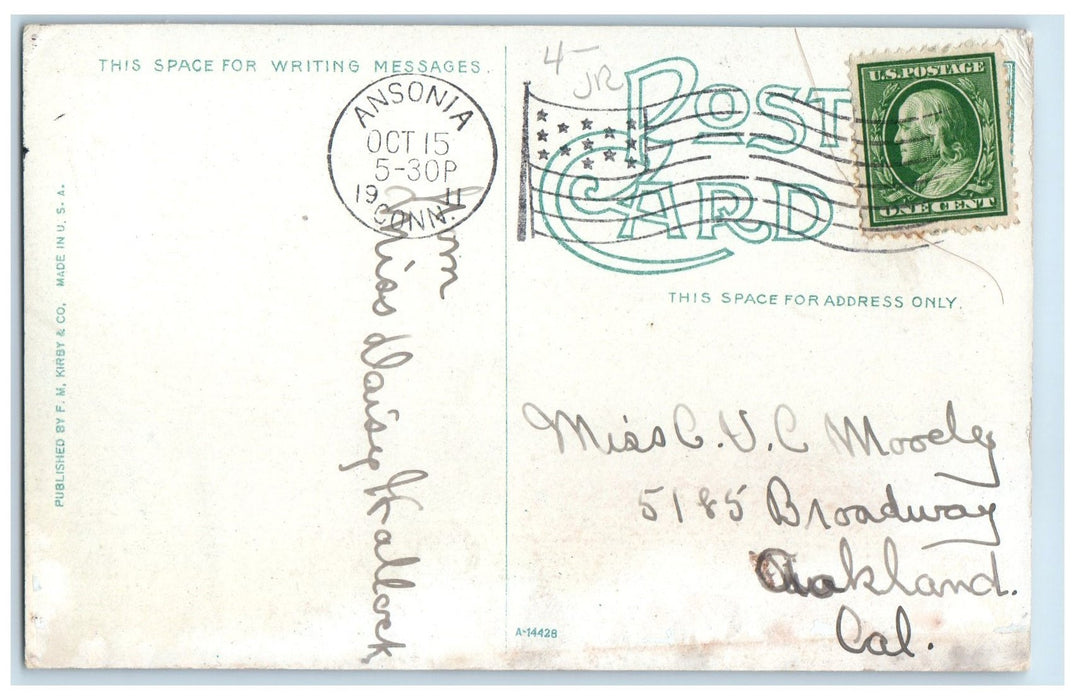 1911 Derby Green People And Trees Scene Derby Connecticut CT Posted Postcard