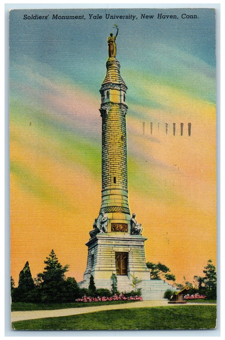 1951 Soldier's Monument Yale University New Haven Connecticut CT Posted Postcard