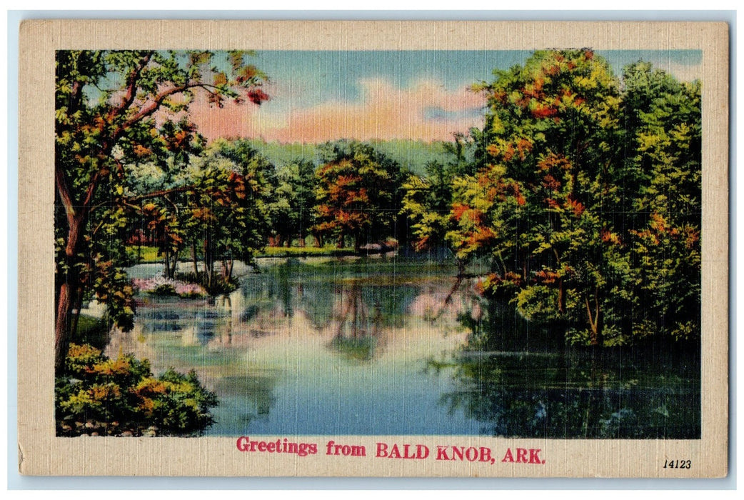 c1940 Greetings From Bald Knob Lake Grove Arkansas AR Unposted Vintage Postcard