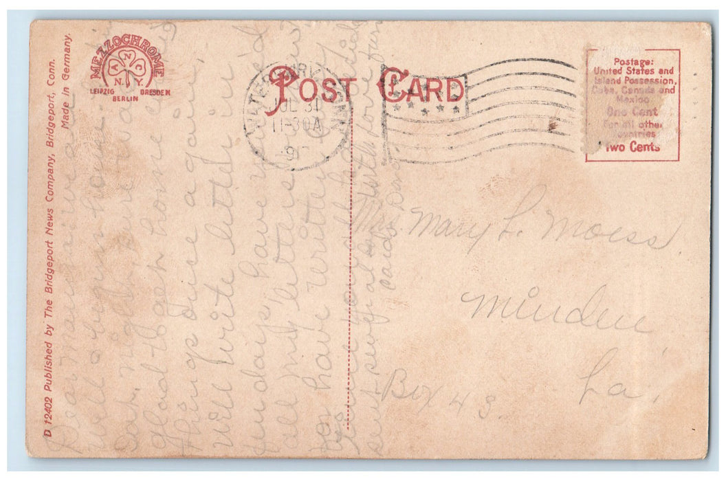 1917 Colonial Trust Building Exterior Waterbury Connecticut CT Posted Postcard