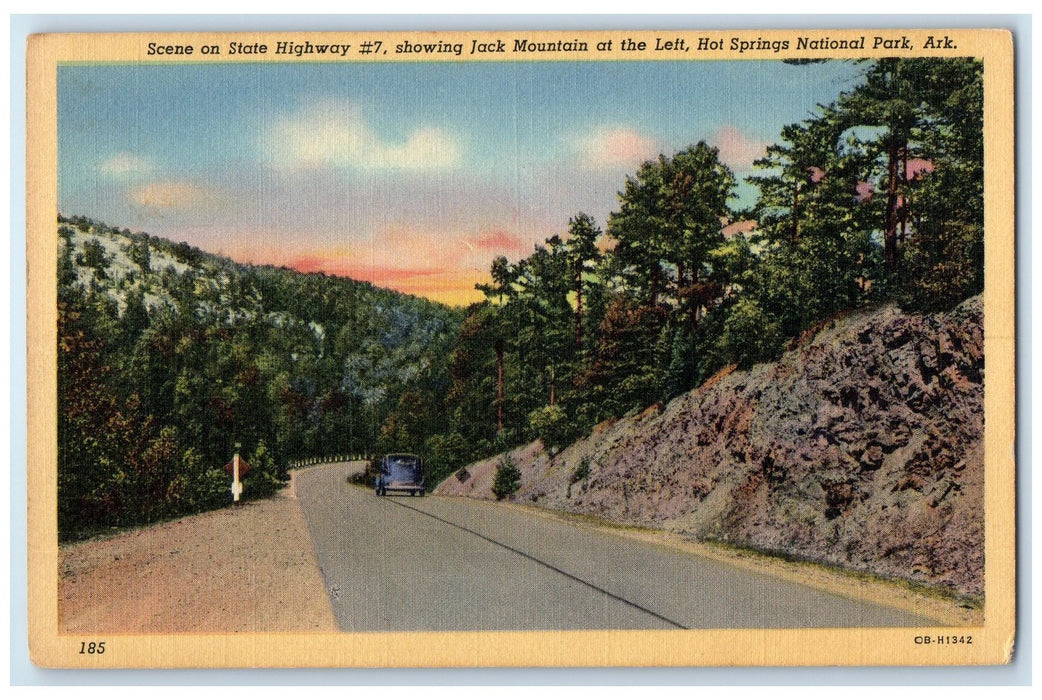 c1940's Scene On State Highway Jack Mountain Hot Springs Arkansas AR Postcard