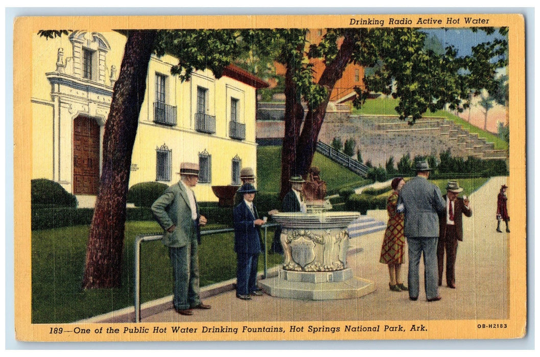 c1940 Hot Water Drinking Fountains Hot Spring National Park Arkansas AR Postcard