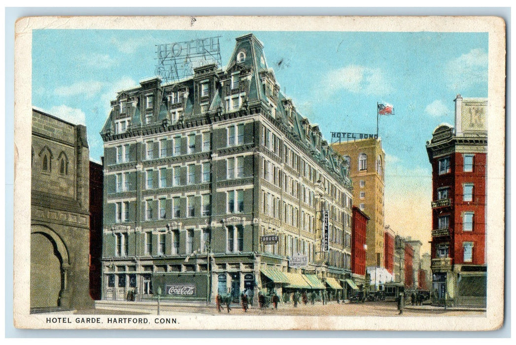 c1940's Hotel Garde Exterior Roadside Hartford Connecticut CT Unposted Postcard