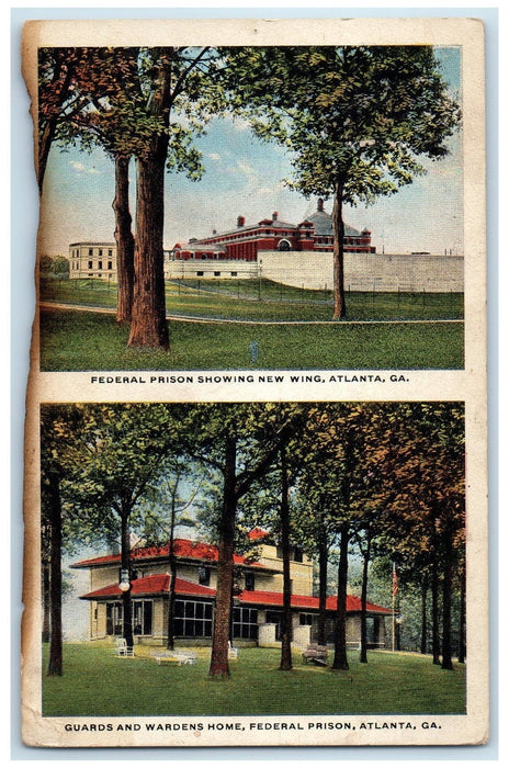 1923 Guards And Wardens Home Federal Prison Atlanta Georgia GA Trees Postcard