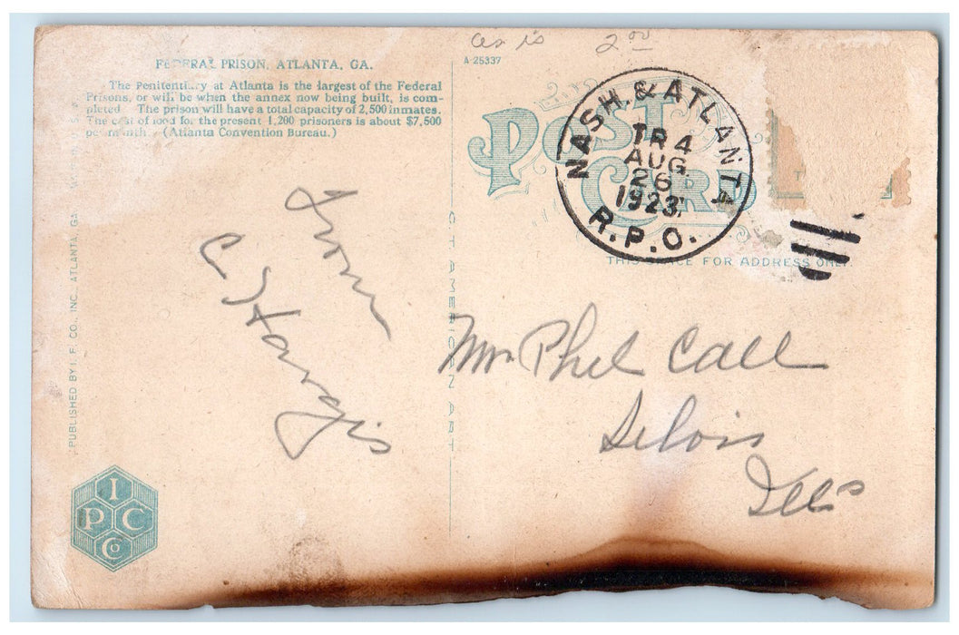 1923 Guards And Wardens Home Federal Prison Atlanta Georgia GA Trees Postcard