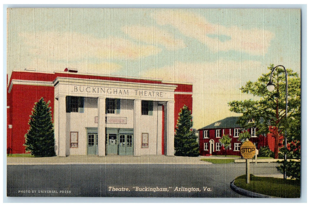 c1940's Theater Buckingham Building Entrance View Arlington Virginia VA Postcard