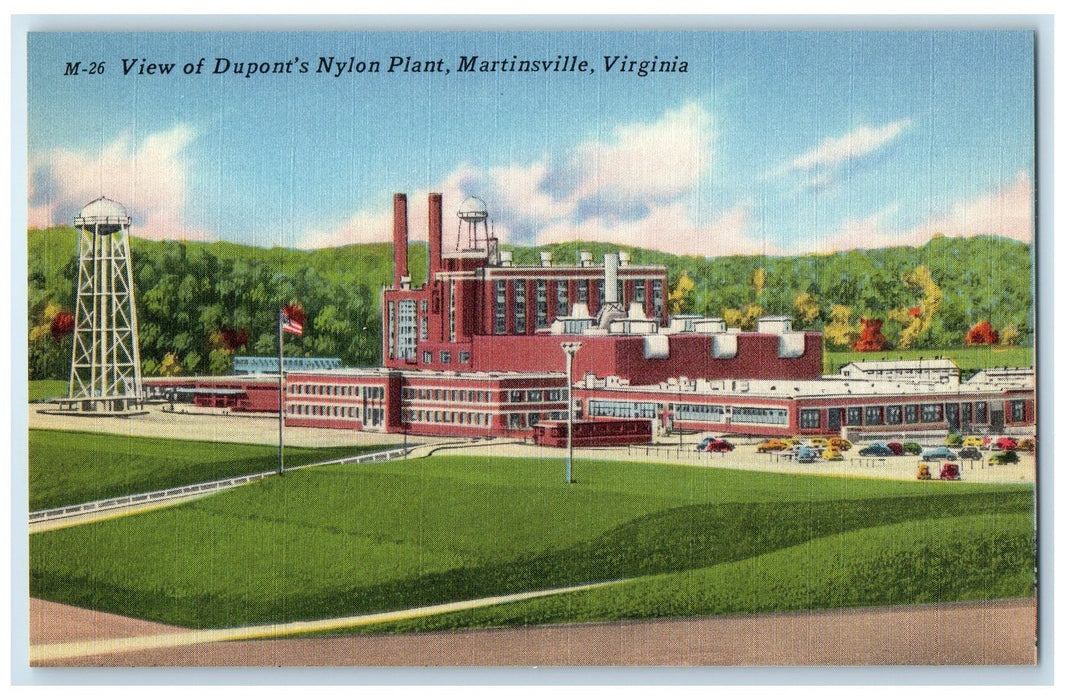 c1940's View Of Dupont's Nylon Plant Factory Martinsville Virginia VA  Postcard