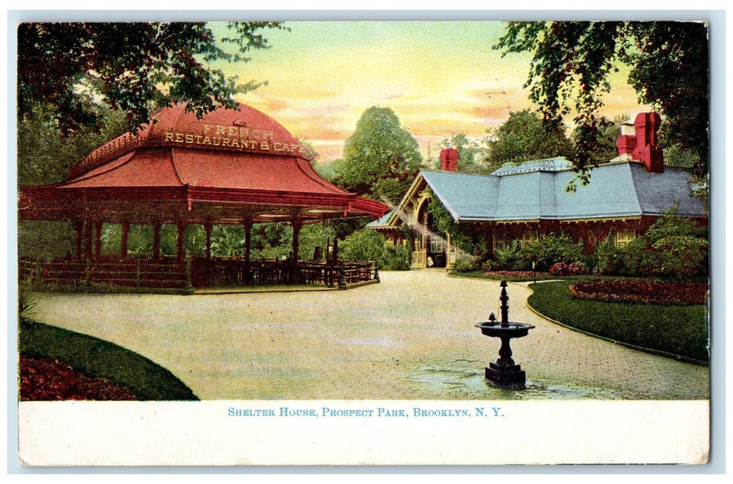 1908 Shelter House Prospect Park Restaurant View Brooklyn New York NY Postcard