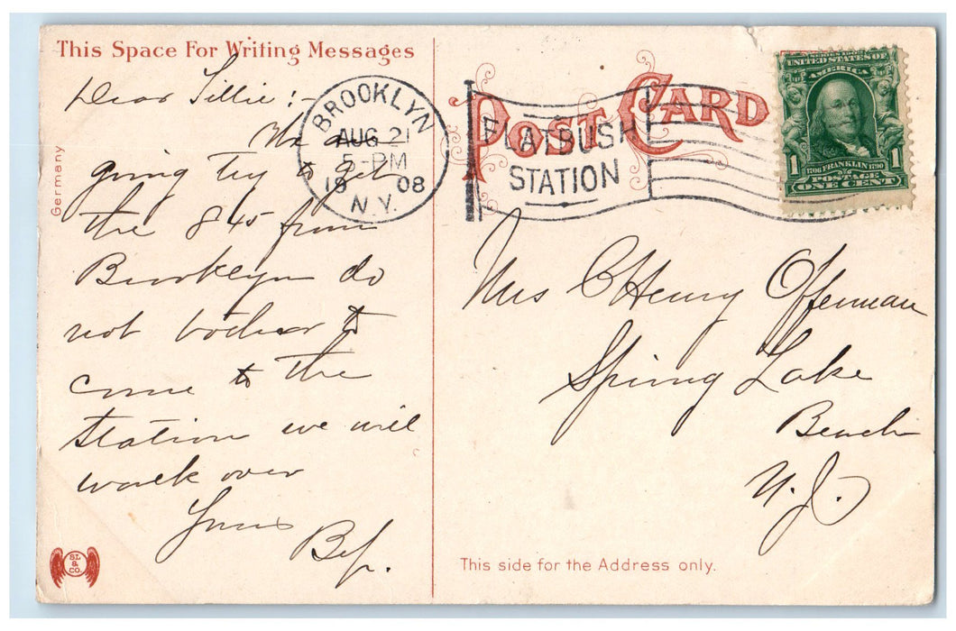 1908 Shelter House Prospect Park Restaurant View Brooklyn New York NY Postcard