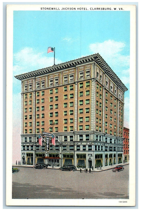 c1950 Stonewall Jackson Hotel & Restaurant Clarksburg West Virginia WV Postcard