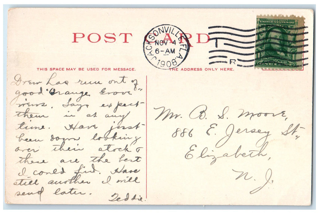 1908 Picking Oranges Crates Pickers Farm Plantation View Antique Posted Postcard