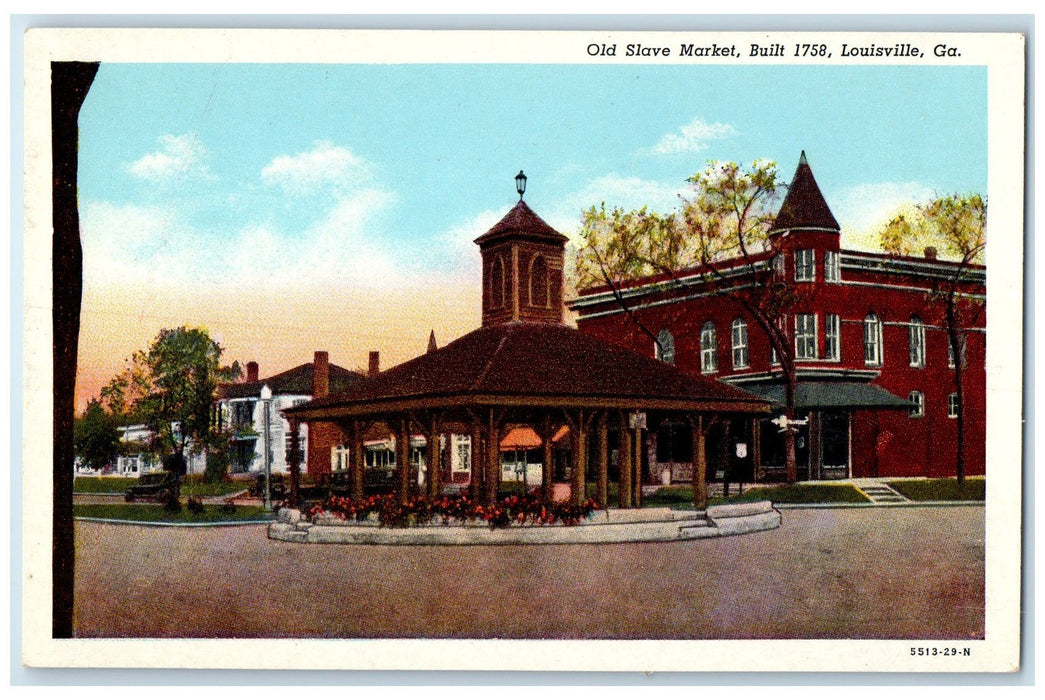 c1920 Old Slave Market Built 1758 Building Tower Louisville Georgia GA Postcard