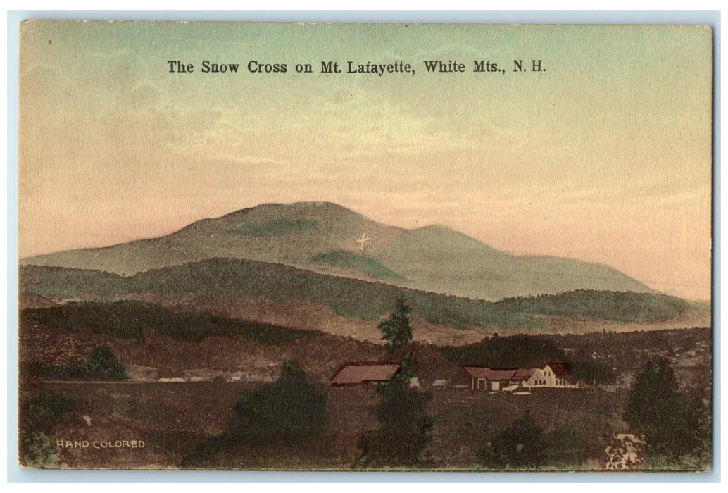 1918 The Snow Cross On Mt. Lafayette White Mts. New Hampshire NH posted Postcard