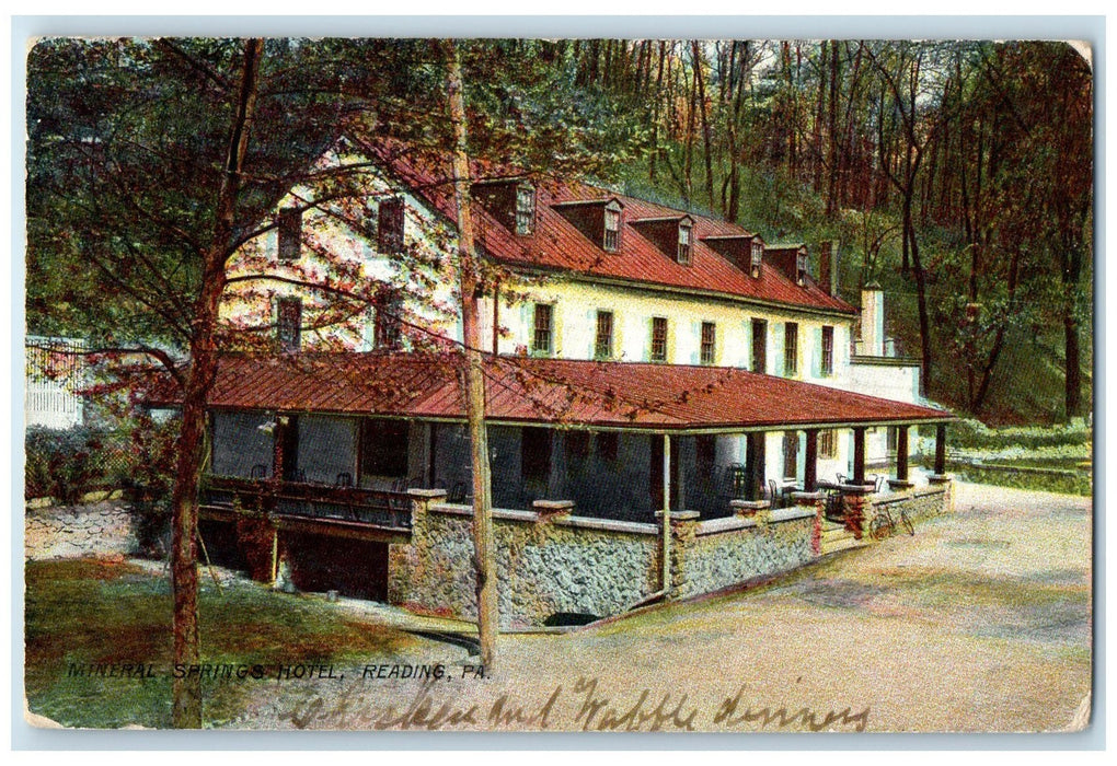 1907 Mineral Springs Hotel & Restaurant Groves Reading Pennsylvania PA Postcard