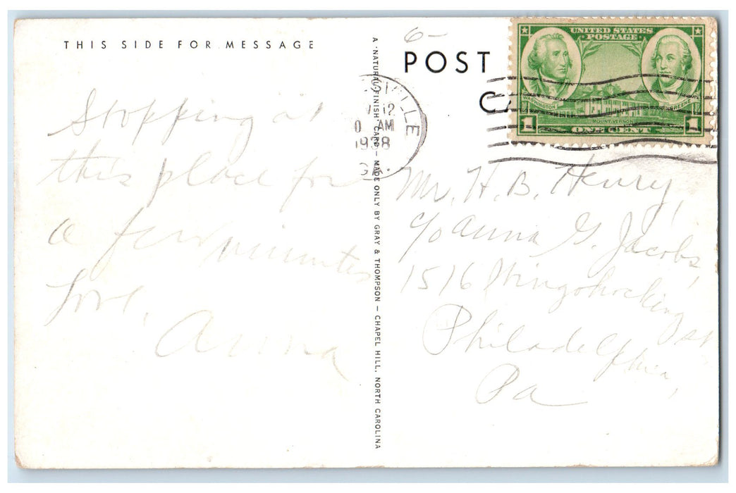 1938 Brenau College Campus Building Tower Ground Gainesville Georgia GA Postcard