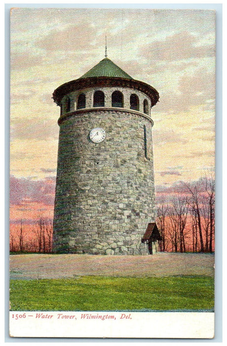 c1920's Water Tower Scenic View Clock Entrance Wilmington Delaware DE Postcard