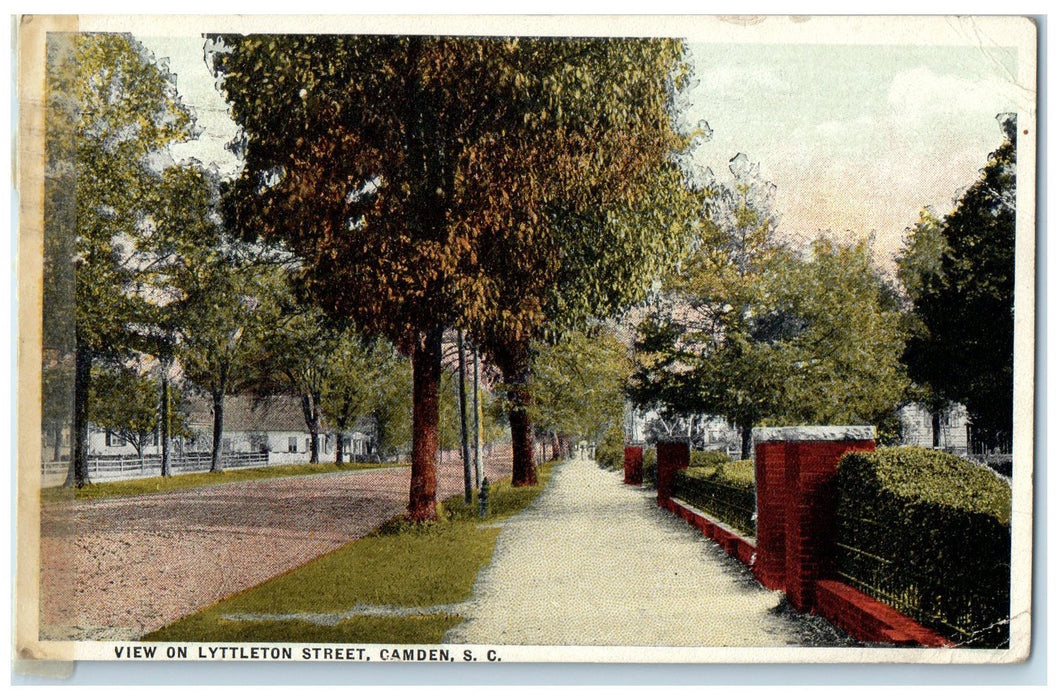 1930 On Lyttleton Street Dirt Road Pathways Camden South Carolina SC Postcard