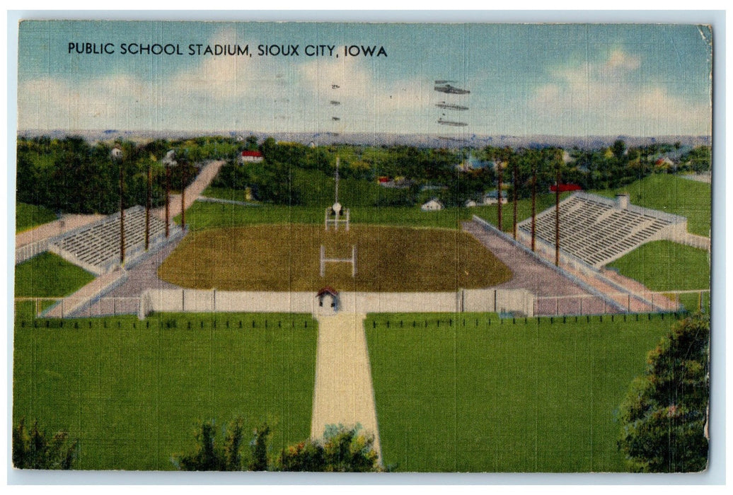1944 Public School Stadium Sports Events Bleachers Sioux City Iowa IA Postcard