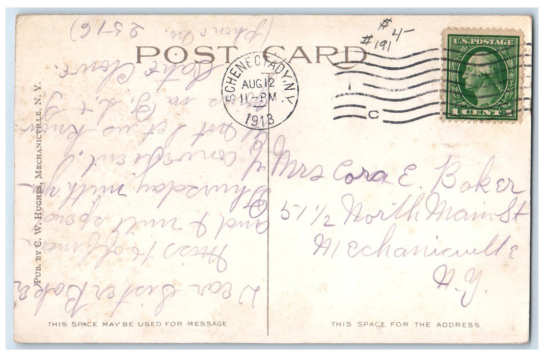 1913 Post Office Building Steps Entrance People Schenectady New York NY Postcard