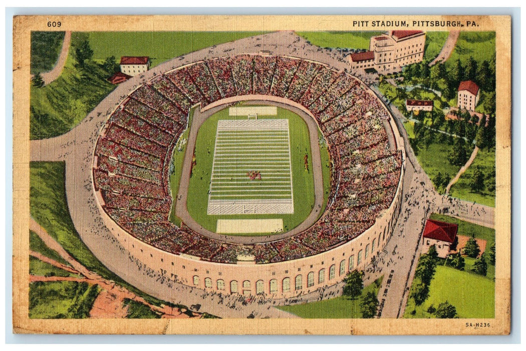 c1940 Pitt Stadium Football Field Bowl Seats Pittsburg Pennsylvania PA Postcard