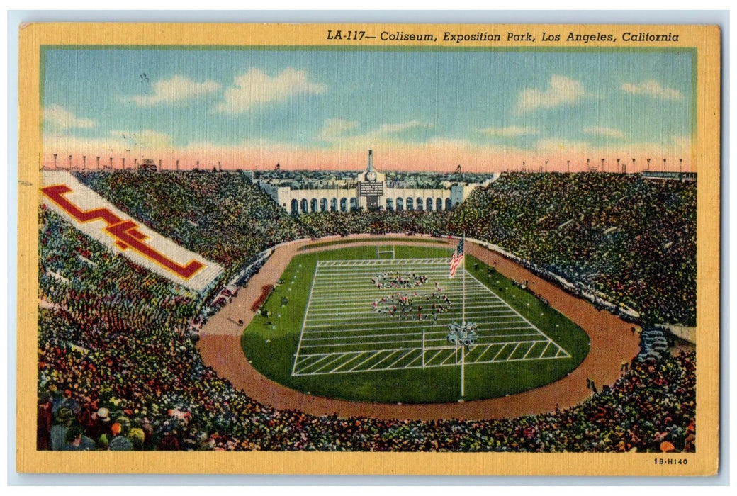 c1940 Coliseum Exposition Park Football Field Los Angeles California CA Postcard