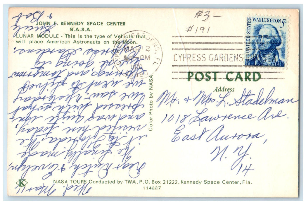 1970 John F Kennedy Space Center NASA Lunar Module Spaceship Florida FL Postcard