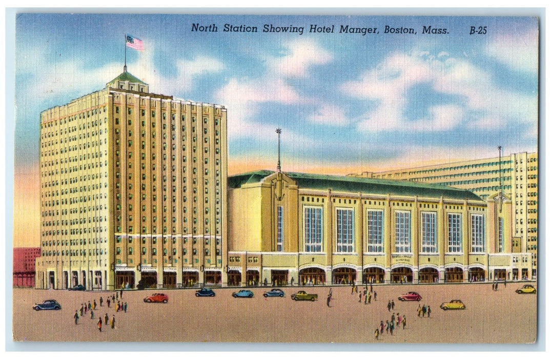 1951 North Station Showing Hotel Manger Cars Boston Massachusetts MA Postcard