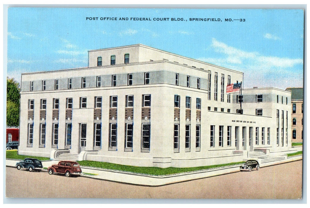 c1940's Post Office And Federal Court Building Springfield Missouri MO Postcard