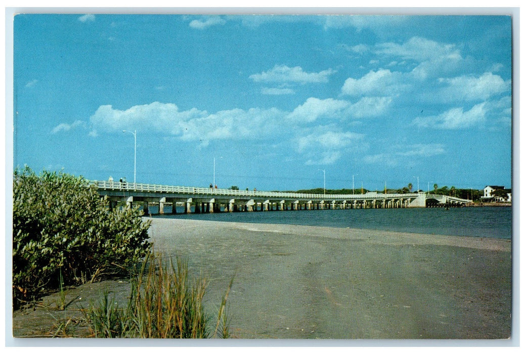c1950 Million Dollar Bridge Mainland Beachside Smyrna Beach Florida FL Postcard