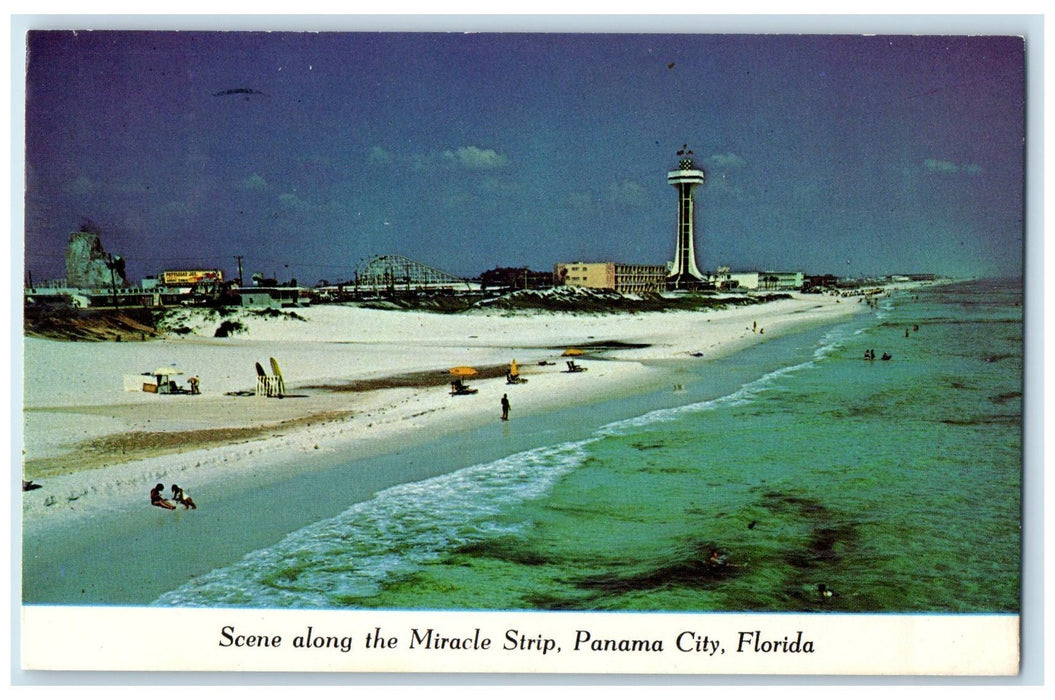 1976 Scene Along Miracle Strip Tower Shoreline Panama City Florida FL Postcard