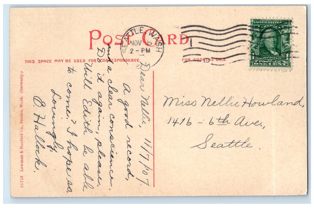 1910 Canoe Pass Puget Sound Skagit County Washington WA Posted Trees Postcard