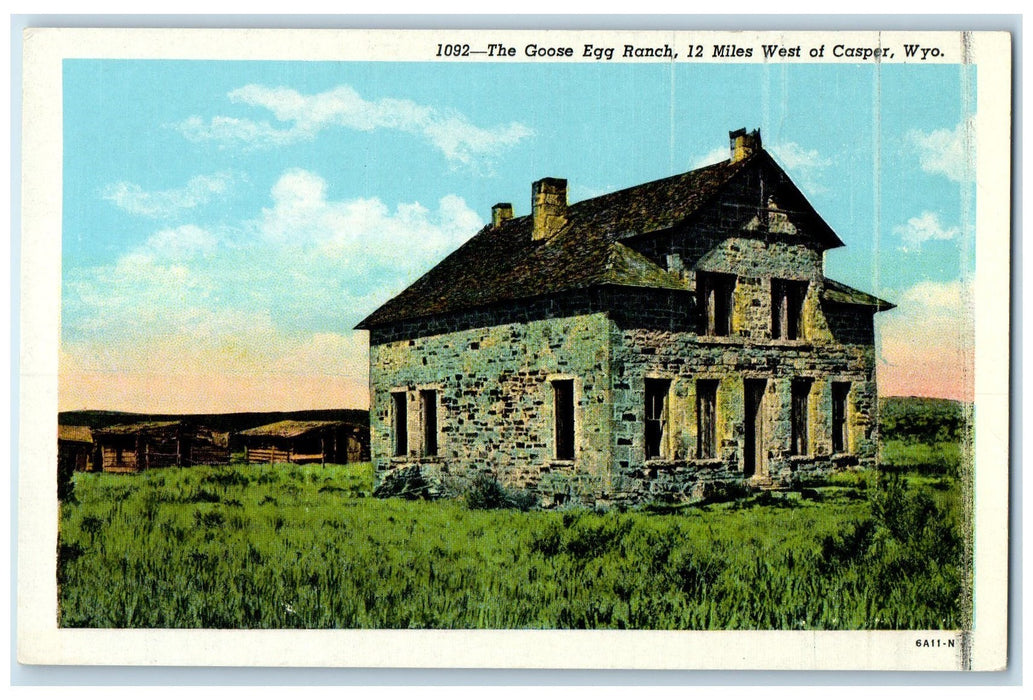 c1920's Goose Egg Ranch 12 Miles West Old Building Of Casper Wyoming WY Postcard