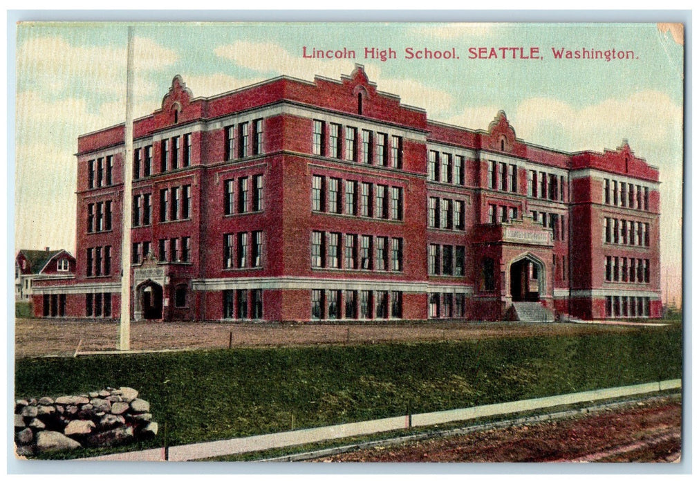 c1910's Lincoln High School Exterior Seattle Washington WA Unposted Postcard