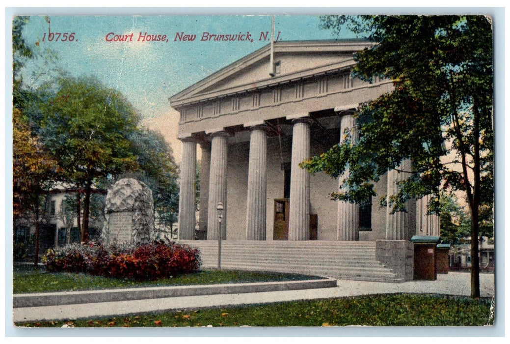 1914 Court House Exterior Roadside New Brunswick New Jersey NJ Posted Postcard