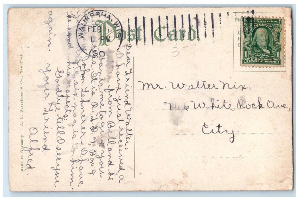 1909 Public Service Building People Dirt Road View Trolley Milwaukee WI Postcard