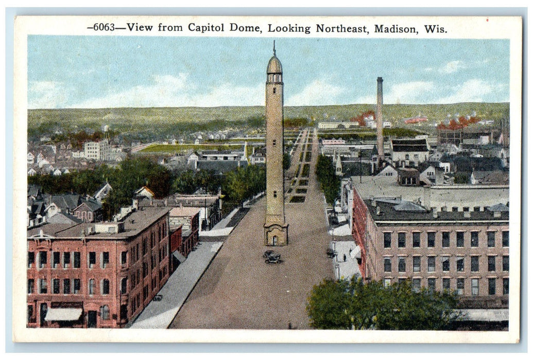 c1920's View From Capitol Dome Looking Northeast Madison Wisconsin WI Postcard