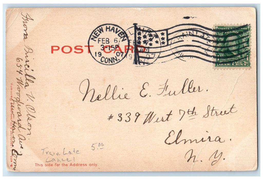1907 Yale Art School Exterior Roadside New Haven Connecticut CT Posted Postcard