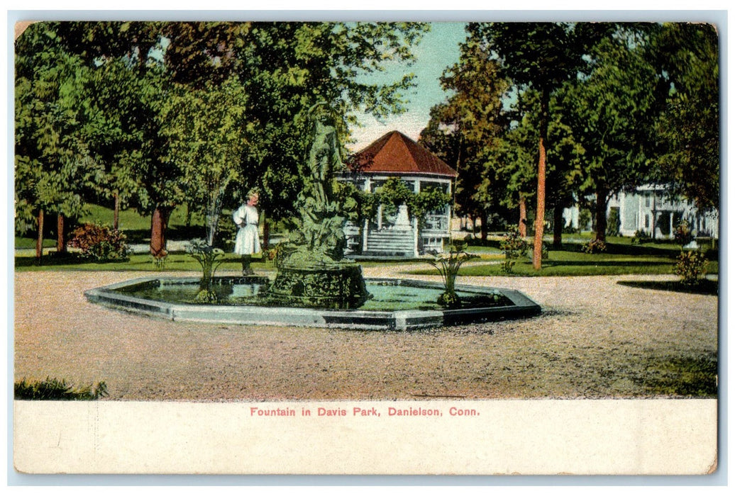 c1905's Fountain Scene In Davis Park Danielson Connecticut CT Unposted Postcard