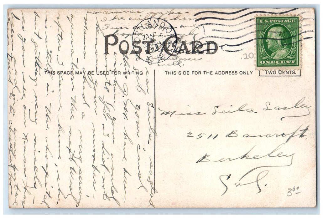 1912 Jefferson High School Building Exterior Portland Oregon OR Posted Postcard