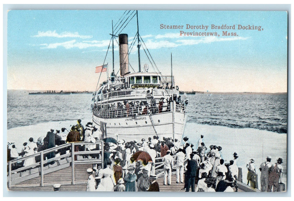 c1910's Steamer Dorothy Bradford Docking Passenger Ship Provincetown MA Postcard