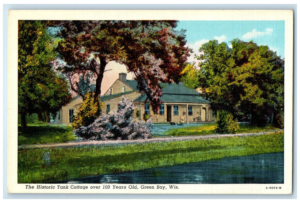 c1940's Historic Tank Cottage Over 100 Years Old Green Bay Wisconsin WI Postcard