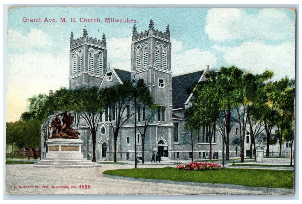 1911 Grand Avenue Methodist Episcopal Church Milwaukee Wisconsin WI Postcard