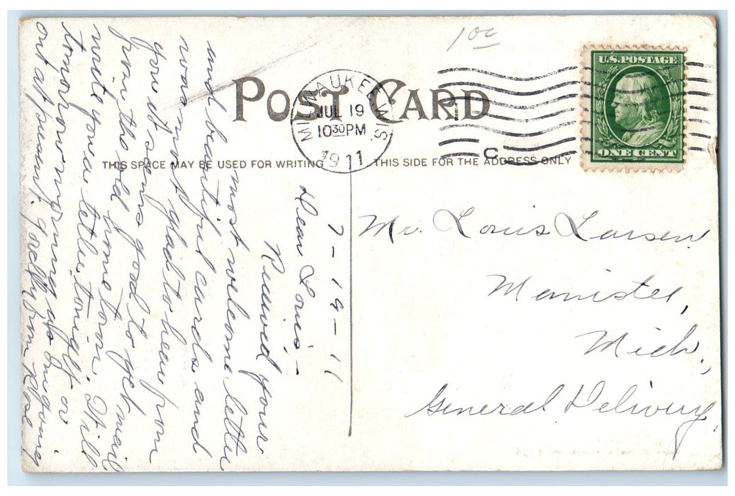 1911 Grand Avenue Methodist Episcopal Church Milwaukee Wisconsin WI Postcard